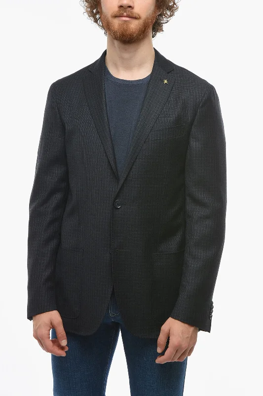 men's casual tuxedo suits -Corneliani CC COLLECTION Half-lined RIGHT Blazer with Patch Pockets