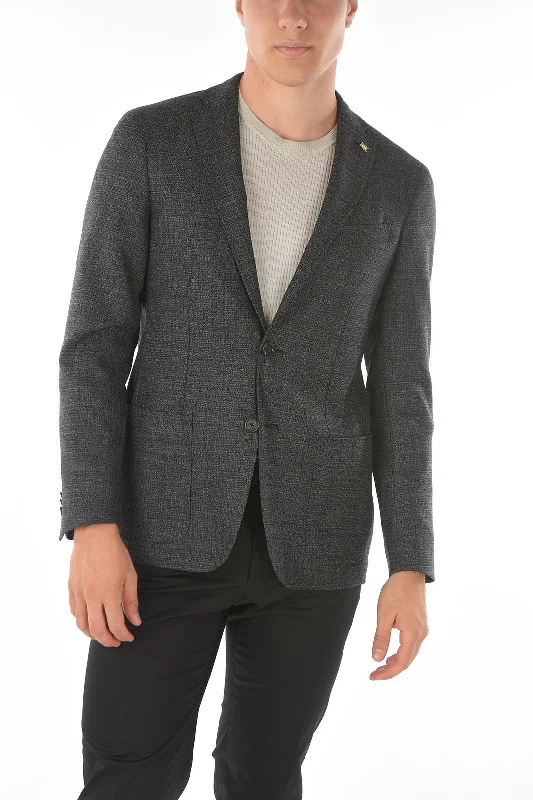 men's wedding suits online -Corneliani CC COLLECTION Patch Pocket RIGHT Virgin Wool Blazer