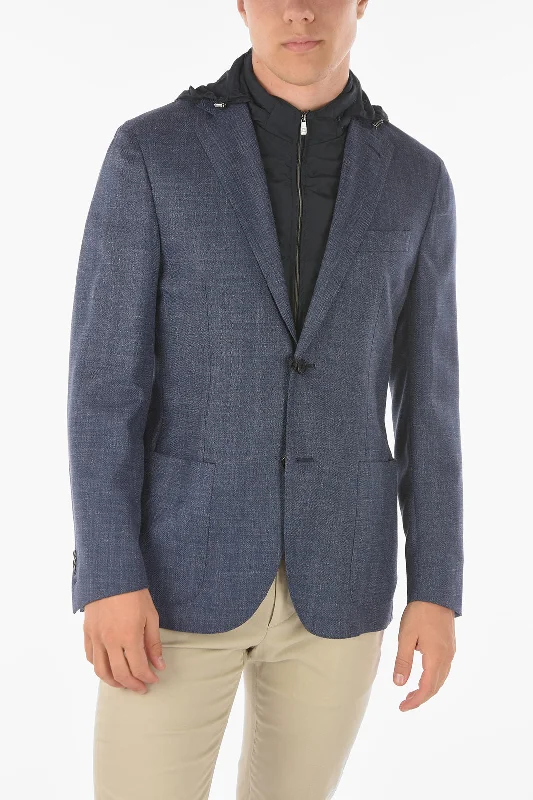 men's formal blue suit -Corneliani ID Hooded IDENTITY Blazer with Removable Lining