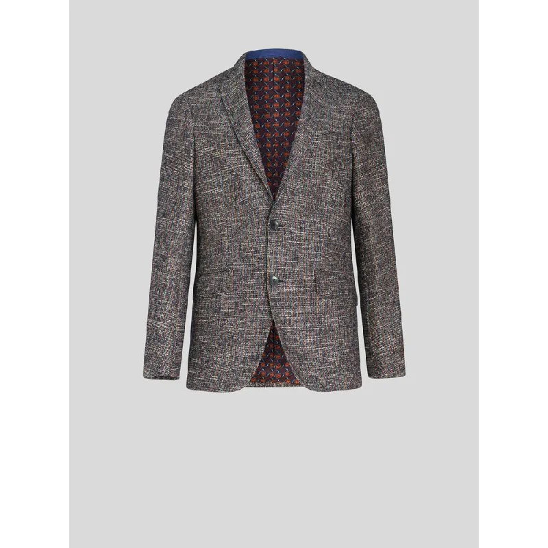 men's plaid suits -COTTON JACKET WITH MULTI-COLOURED THREAD