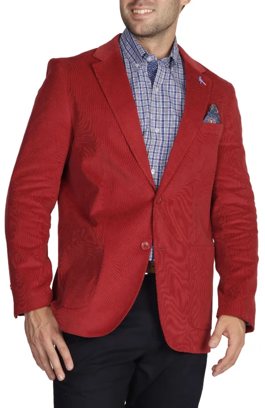 men's smart casual suits -Cranberry Solid Corduroy Sport Coat