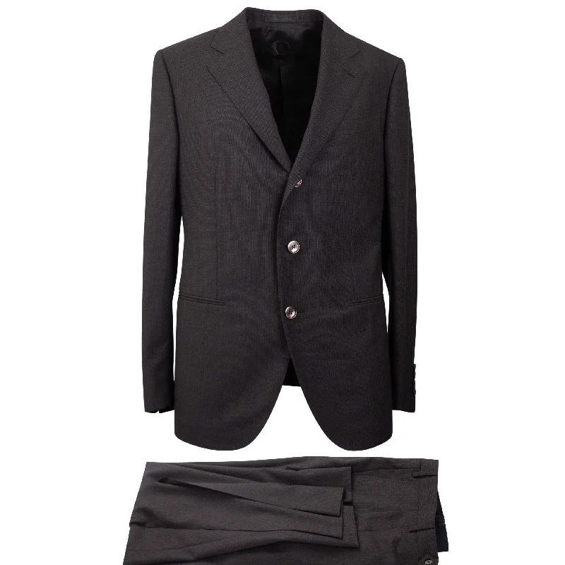 men's suit pants online -Dark Brown Wool Single Breasted Suit