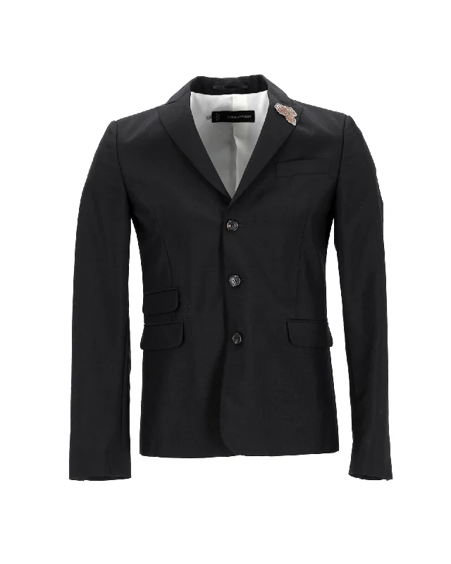 men's affordable tuxedo suits -Dsquared2 Blazer with Pins in Black Polyester