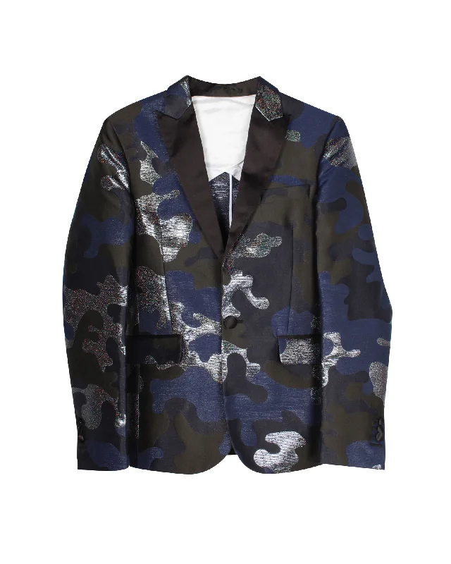 men's casual blazer suits -Dsquared2 Camouflage Evening Blazer in Multicolor Polyester