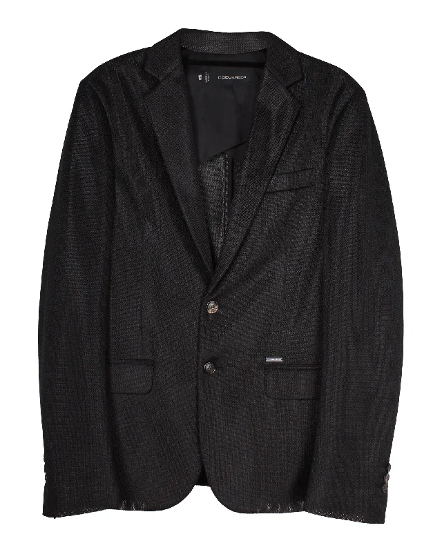 men's modern suits -Dsquared2 Semi-sheer Mesh Tailored Blazer in Black Polyester