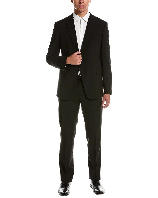 men's suit with black dress shoes -Emporio Armani M-Line 2pc Wool Suit