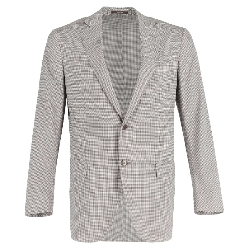 men's light grey tuxedo -Ermenegildo Zegna Single-Breasted Microcheck Blazer in Beige Trofeo Wool