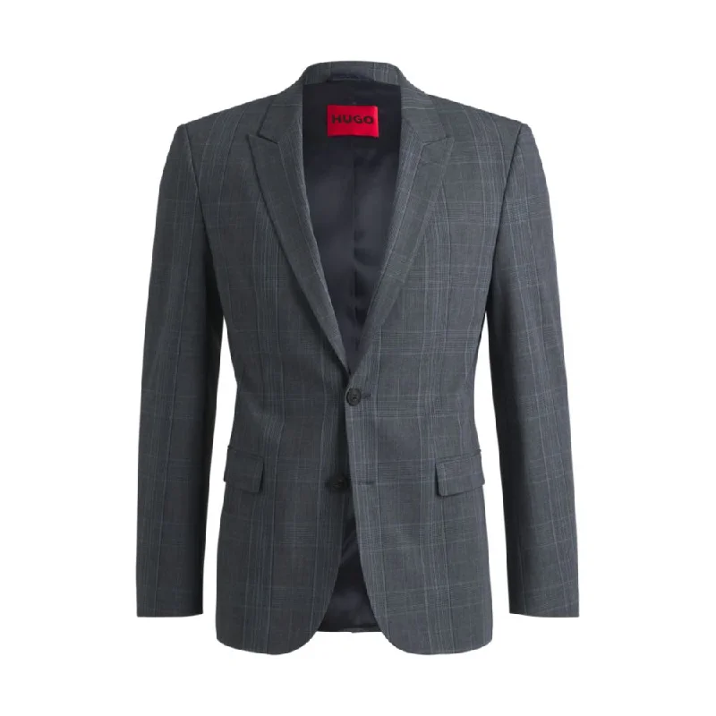 men's summer linen tuxedo -Extra-slim-fit jacket in checked performance-stretch fabric