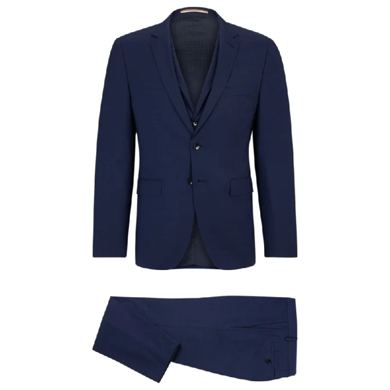 men's lightweight wool suits -Extra-slim-fit suit in patterned stretch wool