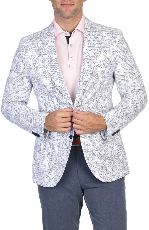 men's three piece wedding suit -Floral Unlined Striped Sport Coat