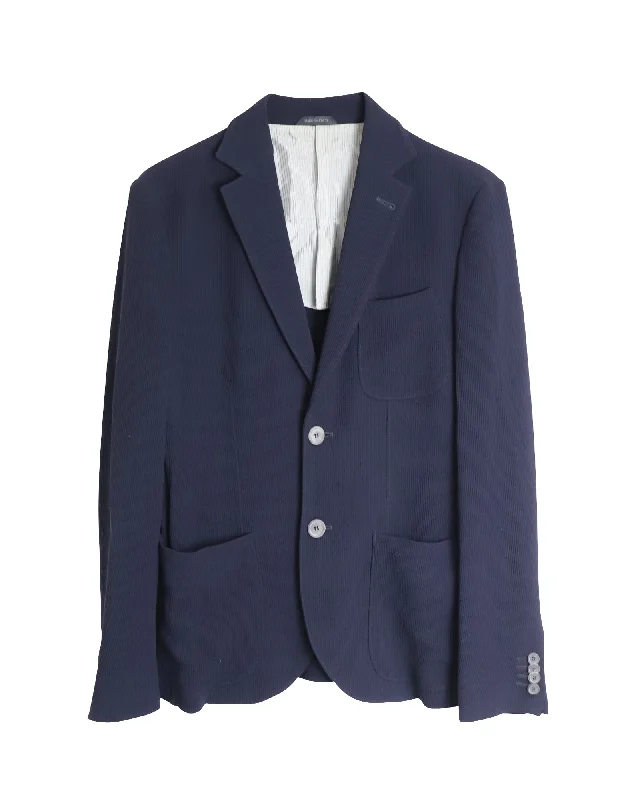 men's formal suits for office -Giorgio Armani Tokyo Single-Breasted Blazer in Navy Wool