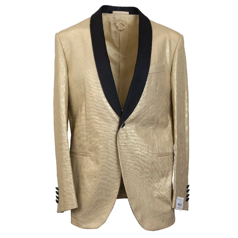 men's suit jacket sale -Gold Linen Single Breasted Suit