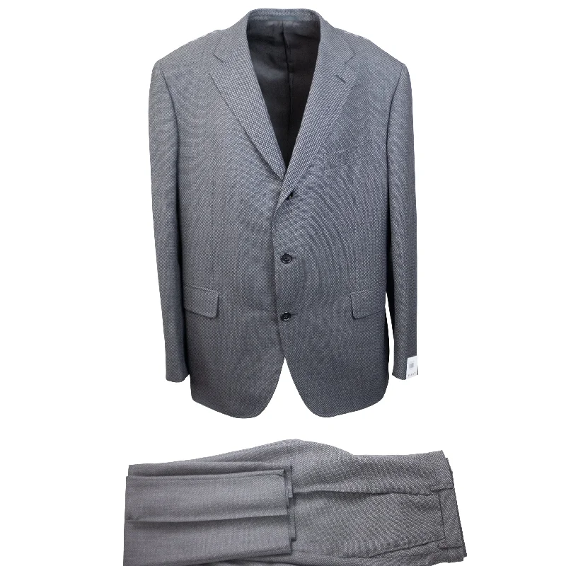 navy blue men's suit -Grey & Black Wool Single Breasted Blazer