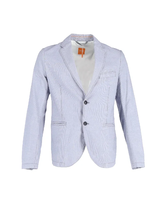 luxury men's suits -Hugo Boss Single-Breasted Blazer in Light Blue Polyester