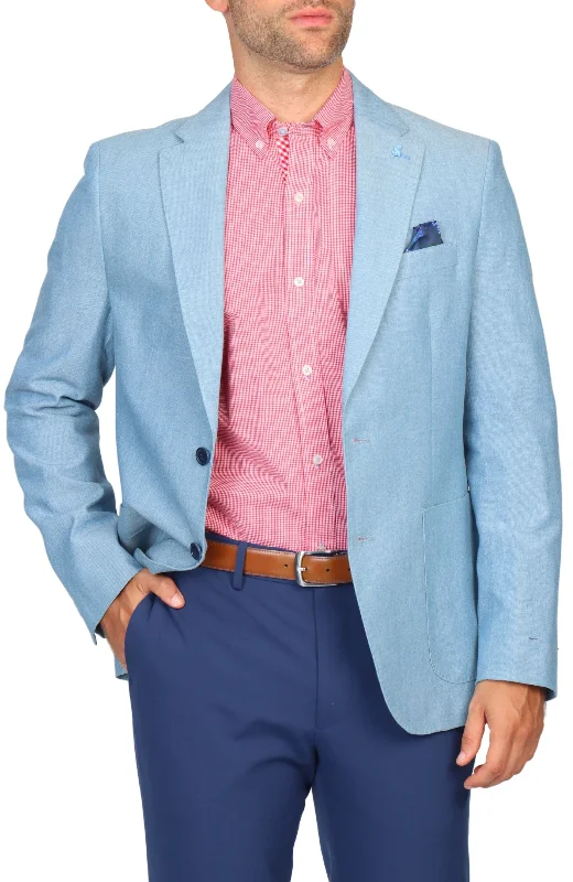 men's slim cut suits -Ice Blue Dyed Pincord Sport Coat