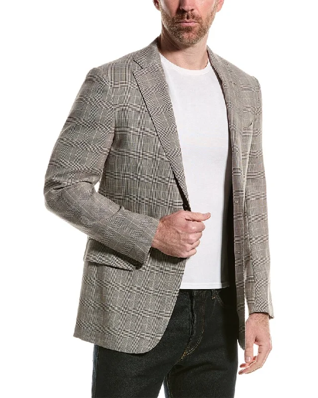 men's slim fit grey suits -ISAIA Wool Blazer