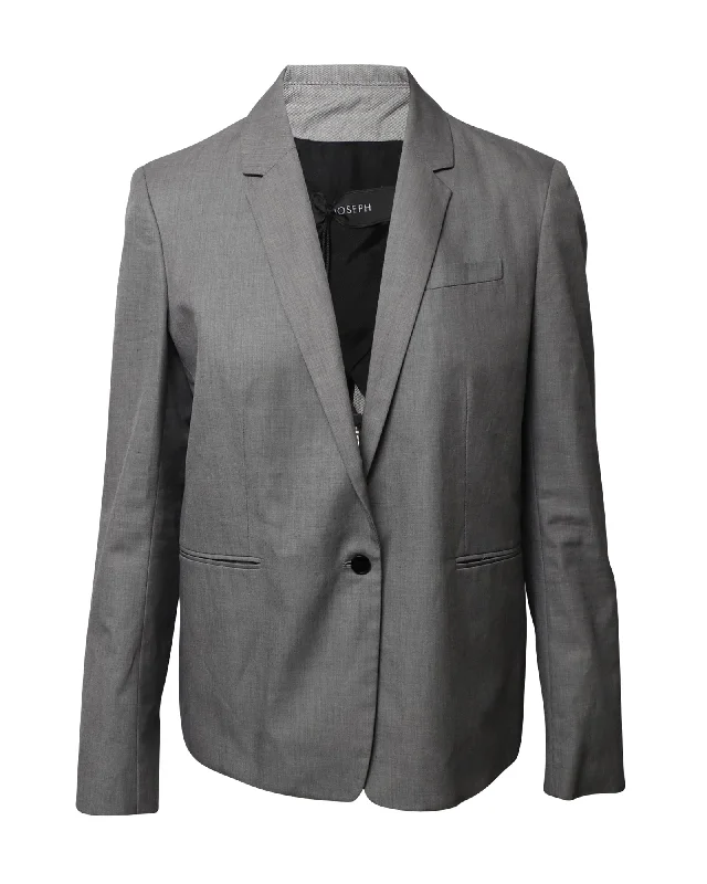 men's slim fit suit jackets -Joseph Single Breasted Blazer in Grey Cotton