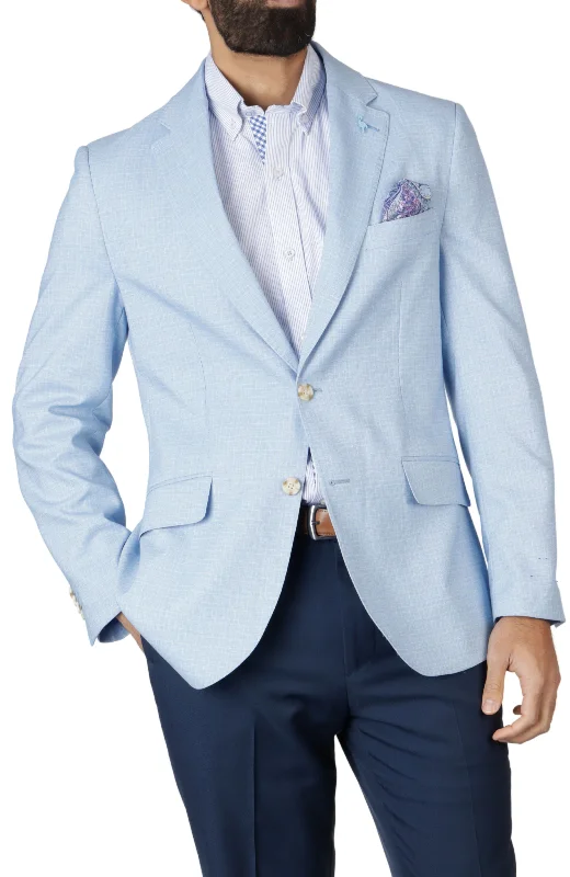 men's suit jackets with shawl collars -Light Blue Shadowplaid Sport Coat