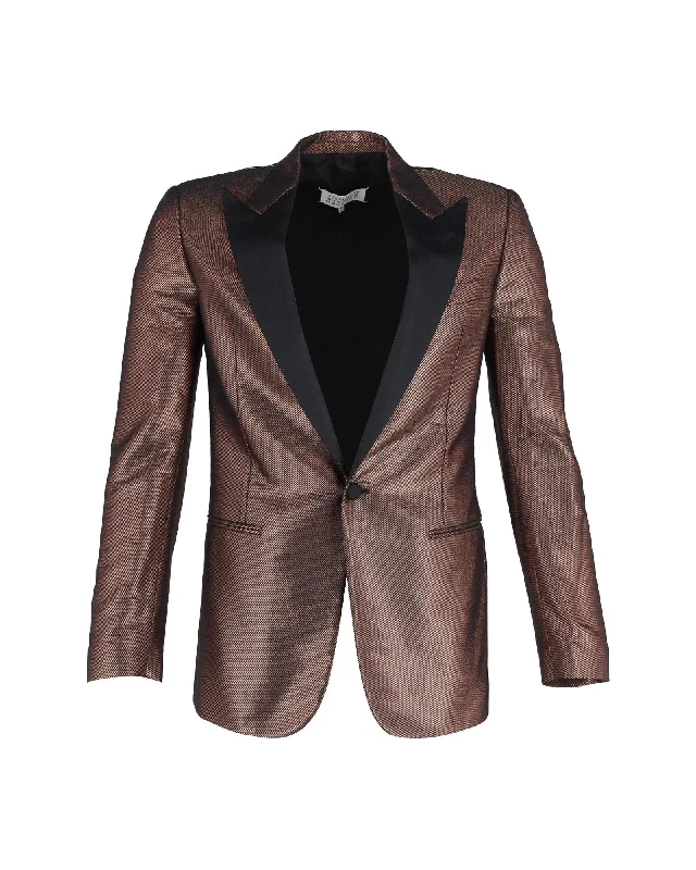 men's tailored suit sale -Maison Margiela Tuxedo Blazer in Metallic Bronze Polyester