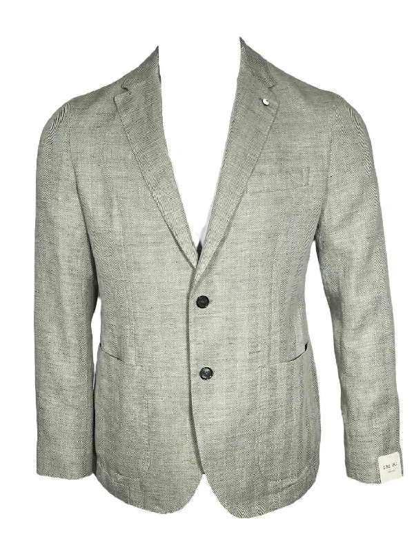 men's wedding suits with jacket -Men Herringbone Sport Coat In Celery