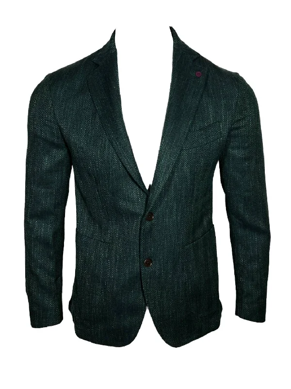 men's formal jackets for weddings -Men Sport Coat In Green Herringbone