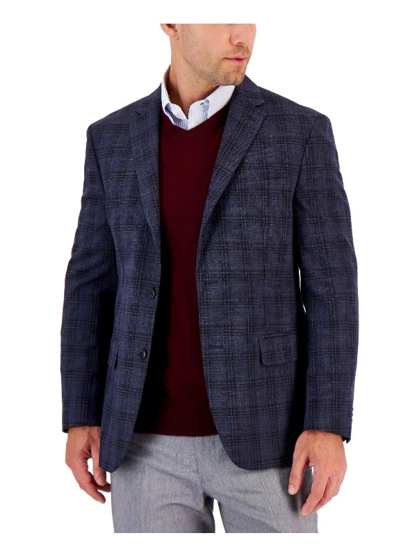 men's suit with bowtie -Mens Checkered Modern Fit Sportcoat