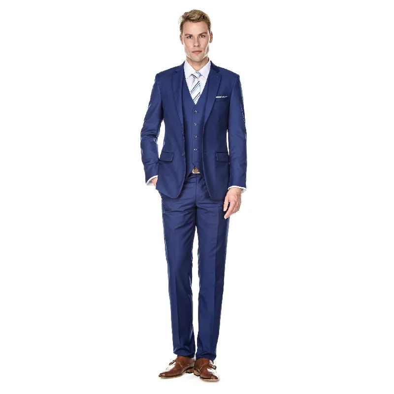 men's blue tuxedo suits -Men's Signature 3-Piece Slim Fit Suits