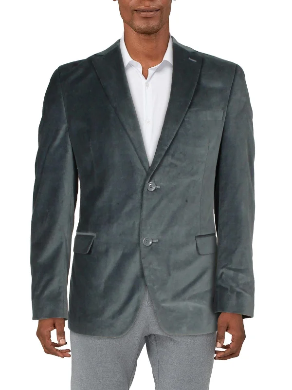 men's modern suits -Mens Velvet Slim Fit Two-Button Blazer