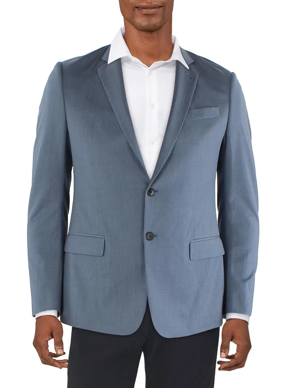 men's wool blend suits -Mens Wool Blend Suit Separate Two-Button Blazer