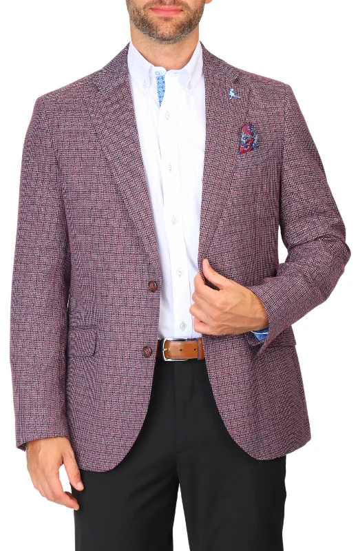 men's black velvet suit -Merlot Micro Houndstooth Sport Coat