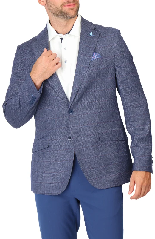 men's suit jackets with notched lapels -Navy Tonal Windowpane Sport Coat