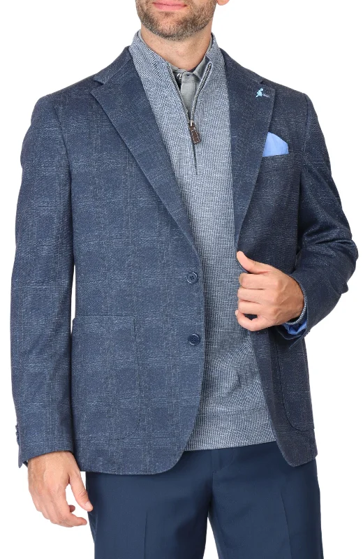 affordable men's suits -Navy Unconstructed Shadowplaid Sport Coat