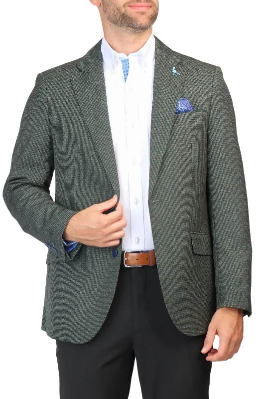 men's camel suit for fall -Olive Micro Heather Check Sport Coat