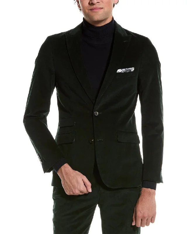 men's tuxedo with satin lapels -Paisley & Gray Ashton Peak Slim Jacket