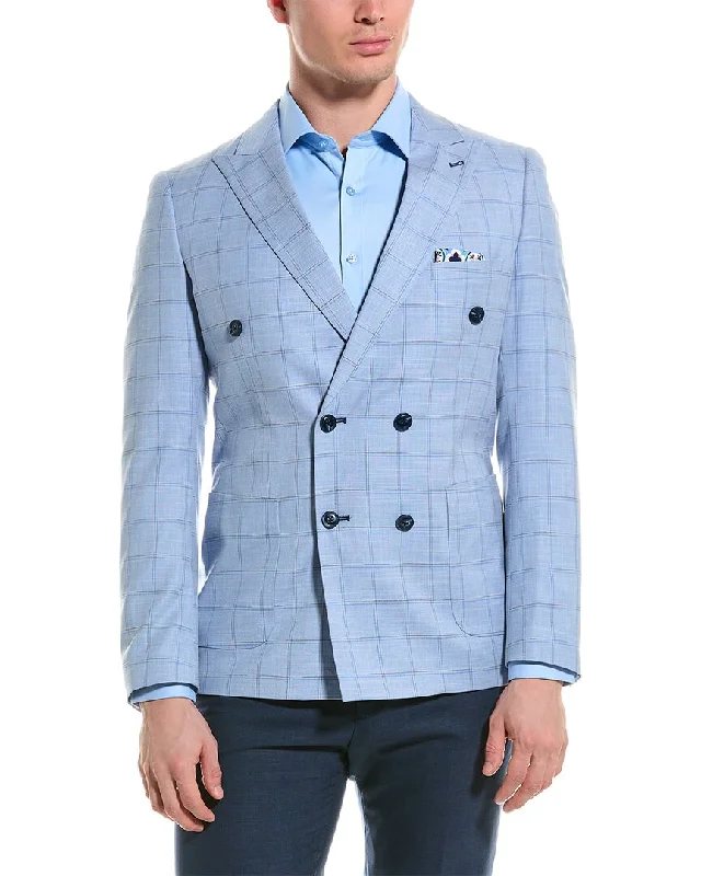 men's tailored wedding suit -Paisley & Gray Soho Slim Peak Double-Breasted Jacket