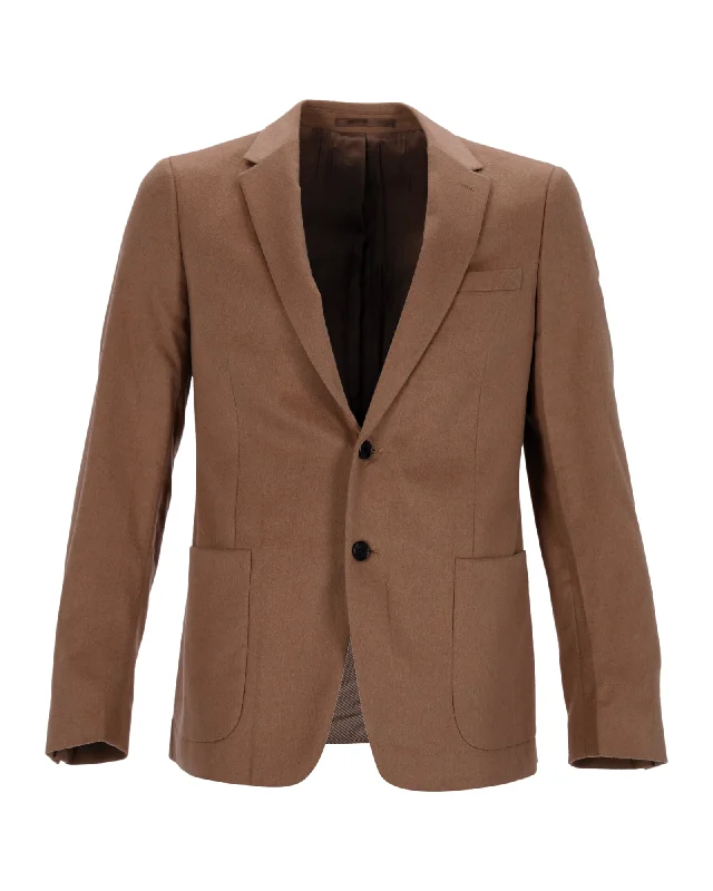 men's tailored three-piece tuxedo -Prada Single-Breasted Blazer in Brown Wool