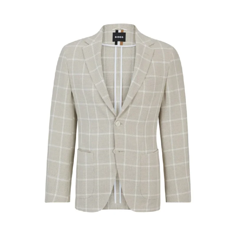 men's checked wool suit -Regular-fit jacket in a checked cotton blend