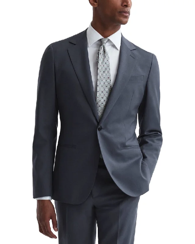 men's elegant grey tuxedo suits -Reiss Fine Wool Blazer