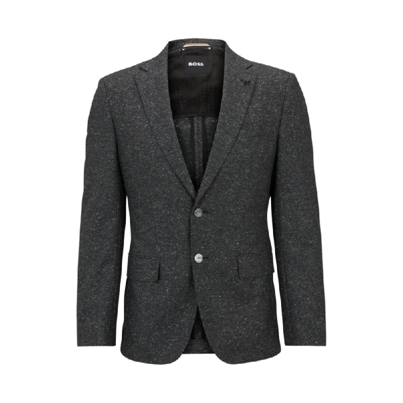 men's vintage style tuxedo suits -Slim-fit jacket in a micro-pattern wool blend