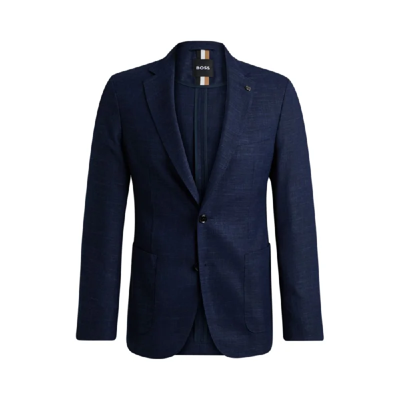 men's stylish wedding suit -Slim-fit jacket in melange stretch cloth