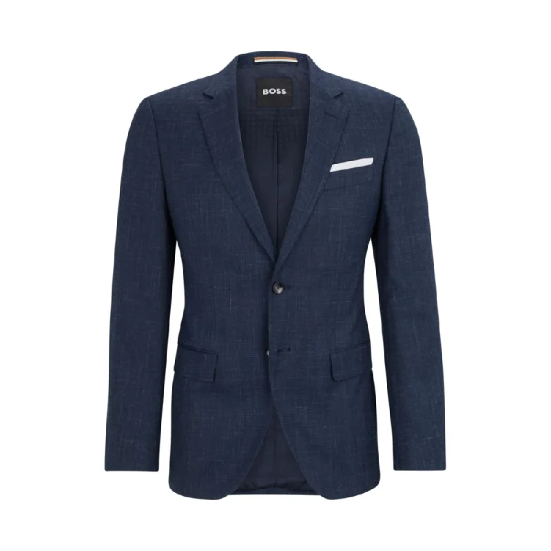 men's fall wool tuxedo suit -Slim-fit jacket in virgin wool and linen