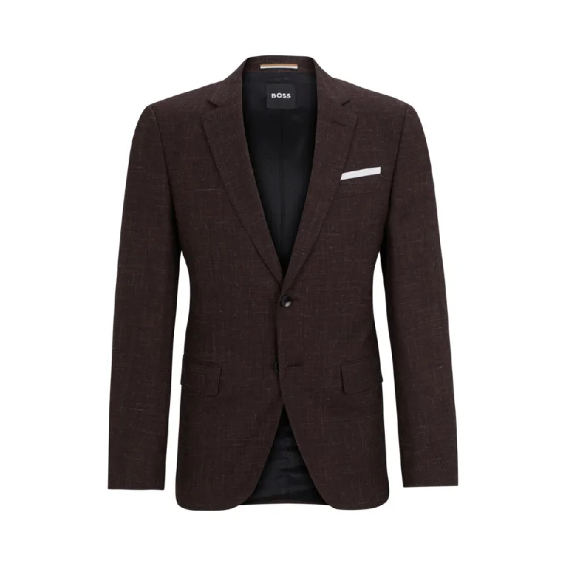 men's formal dinner suits -Slim-fit jacket in virgin wool and linen