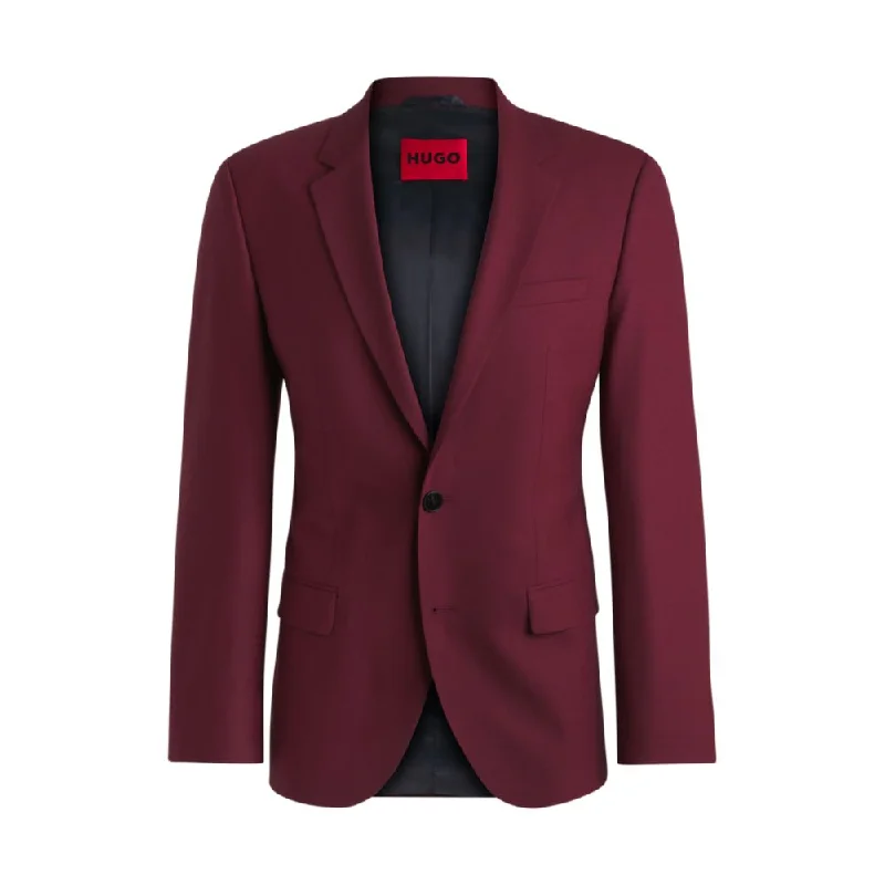 men's tuxedo suits with satin lapels -Slim-fit jacket in wool poplin