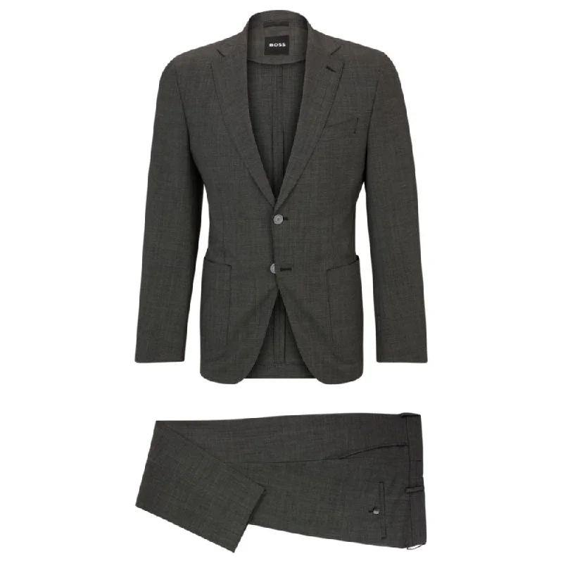 men's long sleeve tuxedo jacket -Slim-fit suit in micro-patterned virgin wool