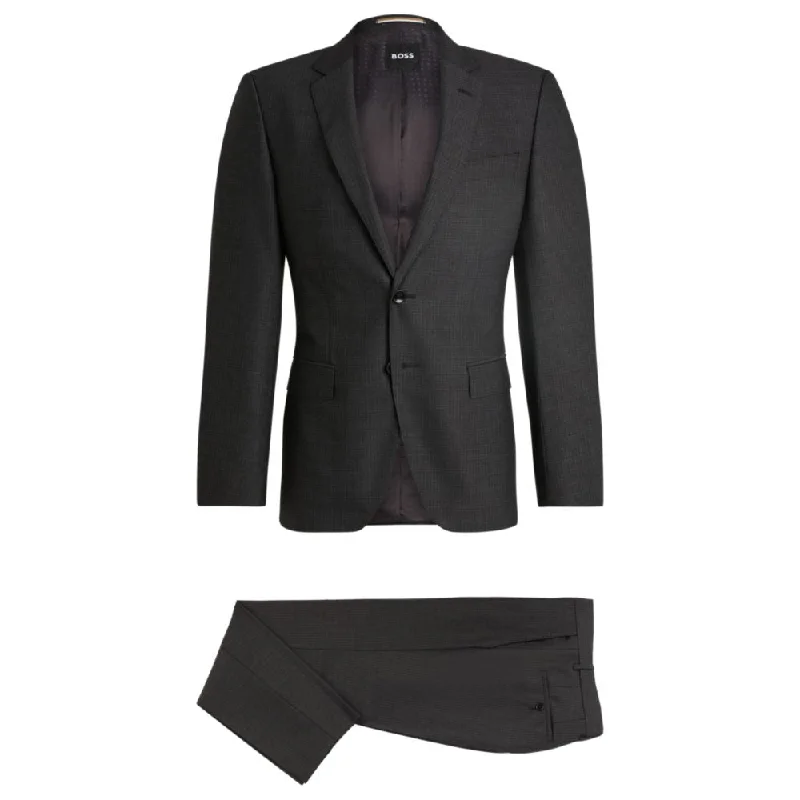 men's classic tuxedo style -Slim-fit suit in micro-patterned wool