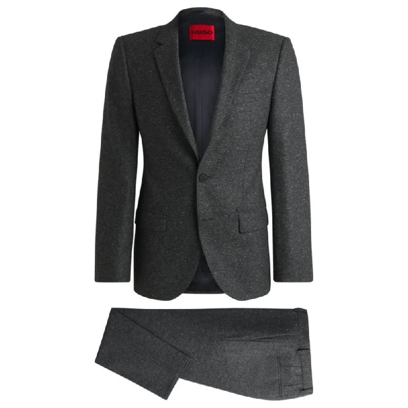 men's suit with vest and tie -Slim-fit suit in micro-patterned wool