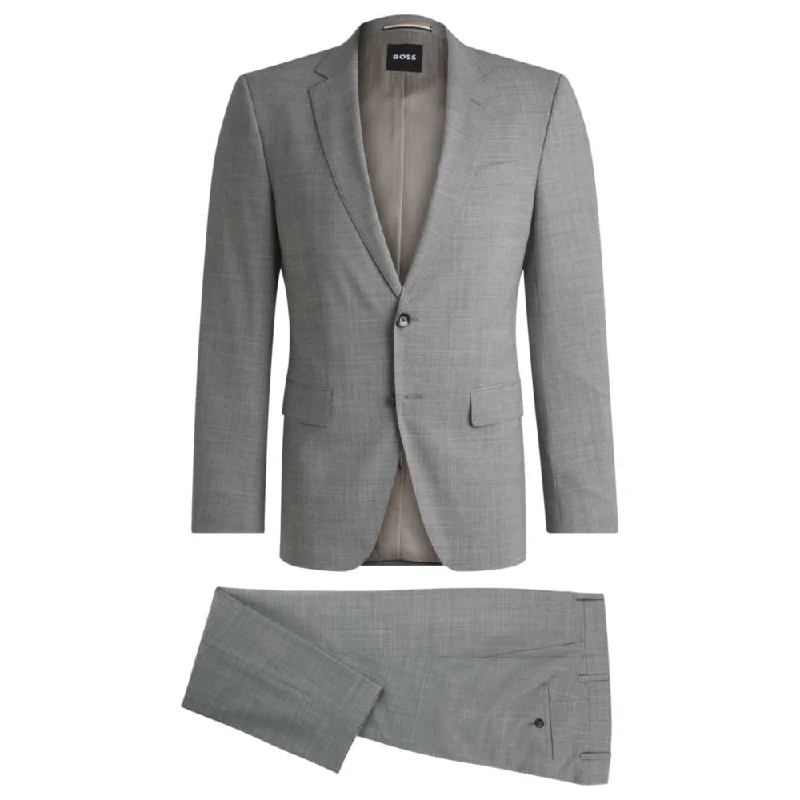 men's classic business suits -Slim-fit suit in patterned stretch cloth