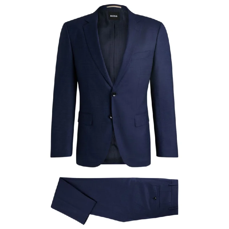 men's elegant suit with tie -Slim-fit suit in patterned stretch wool