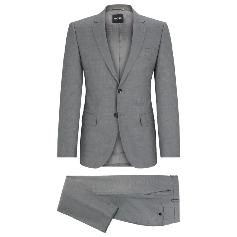 men's formal suits with waistcoat -Slim-fit suit in patterned stretch wool