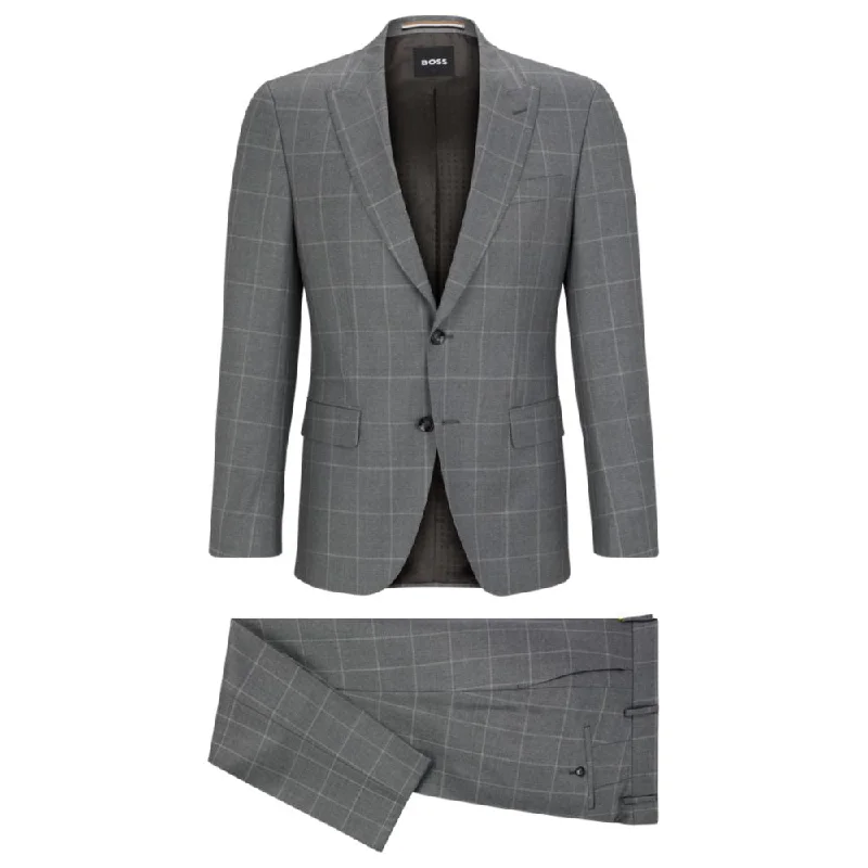 men's elegant tuxedo suits -Slim-fit two-piece suit in checked virgin wool